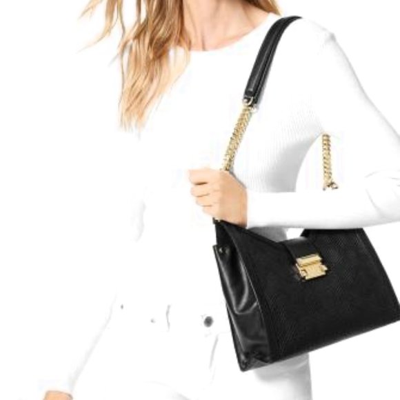 Michael Kors Whitney Quilted Small Chain Shoulder Tote Black Leather - Picture 4 of 16